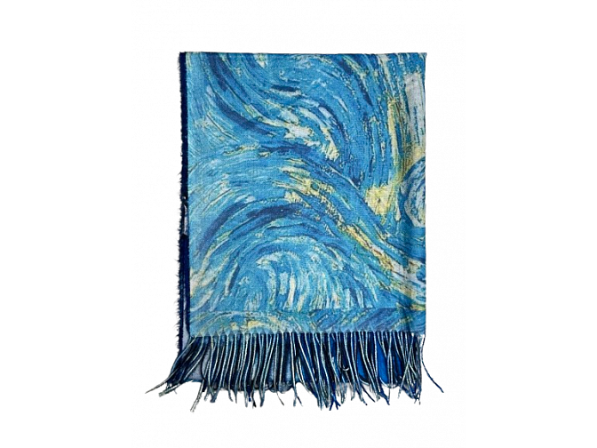 V. van Gogh paveikslo motyvais kašmyro skara šalis gražios mėlynos spalvos