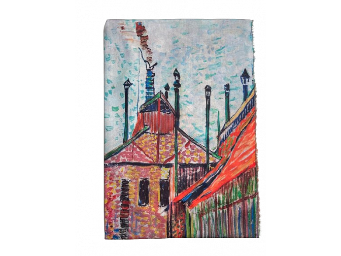 V. van Gogh paveikslo motyvais dvipusė kašmyro skara šalis 